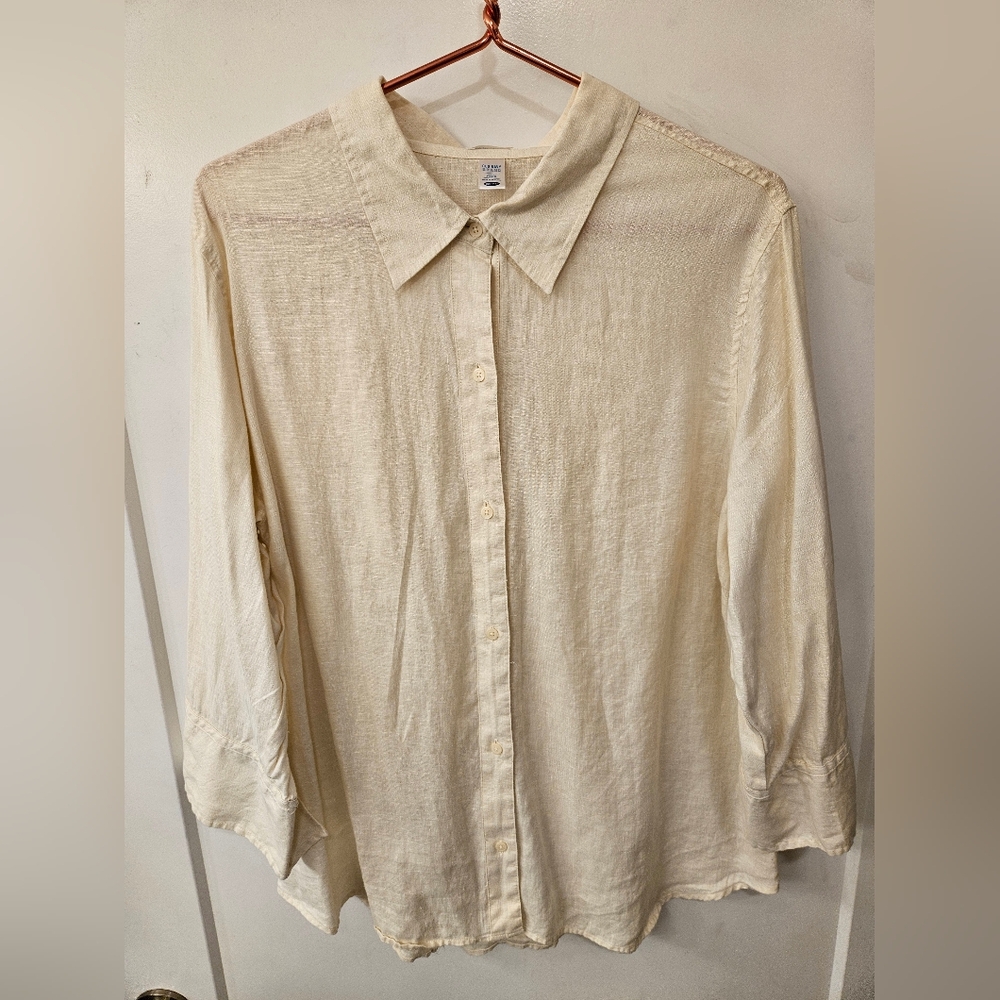 NWOT - Linen Old Navy Lt. Tan Button Down Shirt - Size XXL
